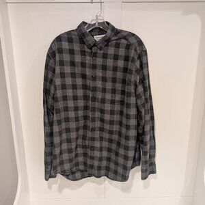 Men's Twillory Untuckable Long Sleeve Button Down Casual Shirt, L-XL, Grey